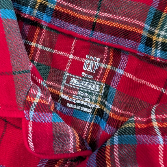 Gap 5T Toddler Girl Boy Christmas Red Tartan Plaid Pajamas Set Flannel Holiday - Picture 3 of 3
